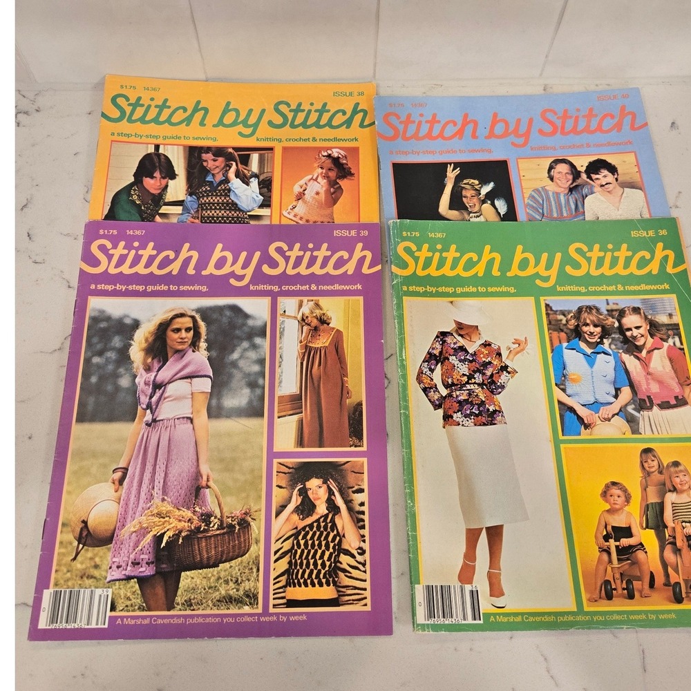 Vintage Stitch by Stitch Magazine Lot Issues 36 38 39 40 Sewing Knitting 1980s